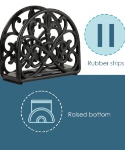 Fleur De Lis Design Cast Iron Napkin Holder, By Home Basics (Black) / Napkin Holders For Kitchen/Table Napkin Holder With Non-Skid Feet/Doubles As Storage For Small Papers Black 22 61JnubLeYLL