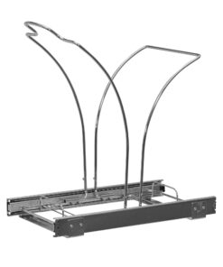 Household Essentials Glidez Chrome-Plated Steel Pull-Out/Slide-Out Discreet Single 9 Gallon Plastic Trash Can for Under Cabinet Use - Fits Standard Size Cabinet, Chrome and White 9 Gallon - Single Trash Can 27 61JqcOYj9zL