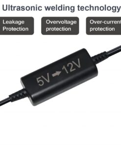 KUNCAN USB 5V to 12V DC - USB Voltage Step Up Converter Cable(12V 0.7A-1A), USB A to 12V DC 5.5 x 2.1mm Adapter with DC Jack 5.5 x 2.5mm & 3.5 x 1.35, 5 Ft 12 Volt DC Power Cable Black 20 61Ju03DupgL