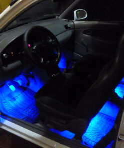 LEDGlow 4pc Blue LED Interior Footwell Underdash Neon Lighting Kit for Cars & Trucks - 7 Unique Patterns - Music Mode - 8 Brightness Levels - Auto Illumination - Includes Cigarette Power Adapter 40 61JuSKBiTL 1