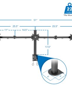Mount-It! Triple Monitor Mount | 3 Monitor Desk Stand | Fits Three Computer Screens 19 20 21 22 23 24 Inches | C-Clamp Base | Heavy Duty Full Motion Tri Arms | VESA 75 100 Compatible up to 24 inches 41 61JxPKUMFL