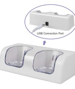 Kulannder Wii Remote Battery Charger(Free USB Wall Charger+Lengthened Cord) Dual Charging Station Dock with Two Rechargeable Capacity Increased Batteries for Wii/Wii U Game Remote Controller (White) 24 61Jxev33dbL