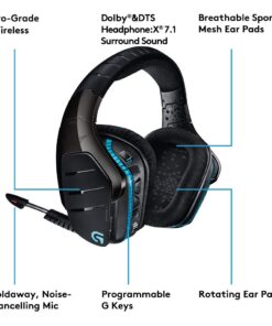 Logitech G933 Artemis Spectrum – Wireless RGB 7.1 Dolby and DTS Headphone Surround Sound Gaming Headset – PC, PS4, Xbox One, Switch, and Mobile Compatible – Advanced Audio Drivers – Black 31 61JzVHBNlWL