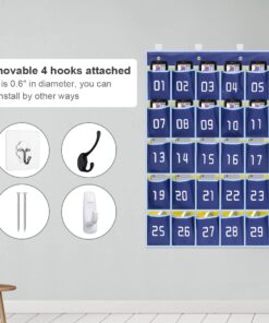 MISSLO Classroom Cell Phone Calculator Holder Numbered 30 Pockets Chart Hanging Wall Door Storage Organizer (Blue) 29 61K MJHP2UL