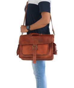 16" leather messenger bag laptop case office briefcase gift for men computer distressed shoulder bag 15 61K01th32vL