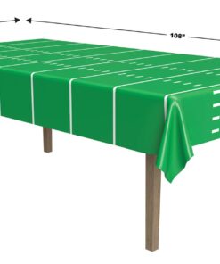 Beistle Plastic Game Day Football Tablecover for Rectangle Tables Sports Tableware Touchdown Tailgate Party, 54" x 108", Green/White 1 Pack 20 61K0VGDTSqL