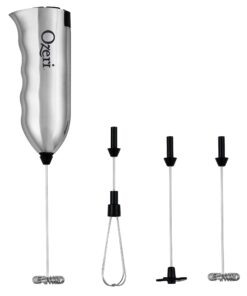 Alternative view of Ozeri Deluxe Milk Frother and Whisk in Stainless Steel with Stand and 4-Frothing Attachments