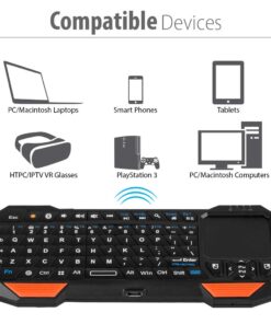 Fosmon Mini Bluetooth Keyboard (QWERTY Keypad), Wireless Portable with Touchpad, Compatible with Apple TV, Amazon Fire Stick, PS4, PS4 Pro, PS5, HTPC/IPTV, VR Glasses, Smartphones 26 61KBRBcf89L