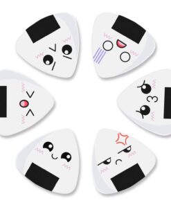 Dulphee Guitar Picks, Ukulele Picks White Sushi Rice Balls Pattern Guitar Picks Classical Triangle 0.96mm Heavy Guitar Plectrums 12 Pack for Bass, Acoustic & Electric Guitars White Rice Ball 12 pack 22 61KEL5h8I5L
