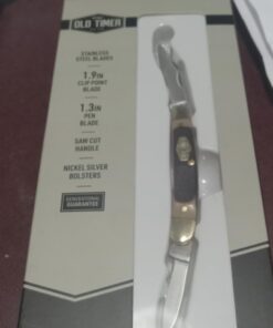 Old Timer 104OT Small Canoe 4.7in Stainless Steel Traditional Folding Pocket Knife with Clip Point and Drop Point Blades, Sawcut Handle, and Convenient Size for EDC, Camping, Hunting, and Outdoors 104OT Small Canoe (Box) 20 61KFU89OWL