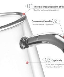 Huada Double Wall Insulated Borosilicate Glass Mugs Modern Espresso Cups, 10-Ounce, Set of 2 30 61KGRAi 0TL