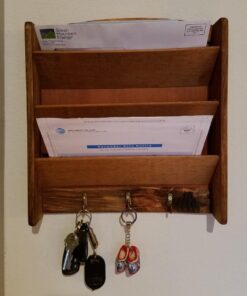 Home Basics Mail Organizer Wall Mount with Key Rack Hooks, Letter Holder For Office, Kitchen, Entryway, Pine 39 61KGUMzg1hL
