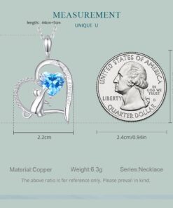 WOSTU Unicorn Necklace Forever Love Heart Paw Cat Sloth Koala Necklace for Women Girl Silver Plated with Colorful CZ Heart Pendant Cat & Blue 21 61KInfU5eyL
