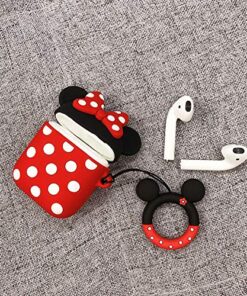 Alternative view of iFiLOVE Compatible with Airpods Case, Cute Cartoon Airpods Cover, Minnie Mouse Soft Silicone Shockproof Protective Case Cover Skin with Ring Buckle Holder for Apple Airpods 1 & 2 Charging Case(#2) #2