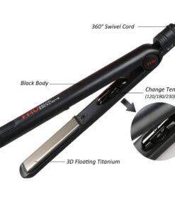 MHU Flat Iron 1 Inch Professional Travel Portable Negative Ions Protect Hair, Hair Straightener&Curler Anti frizz Dual Voltage Salon Floating Titanium Plate, Hair Iron, Fast Heat Adjustable Temp Black 11 61KJbfBGsML