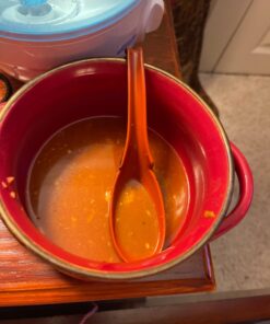 Happy Sales Melamine Soba, Rice Spoons, Chinese Won Ton Soup Spoon, Asian Red and Black, 6 Pack Notch & Hook Style 19 61KNcKHRdL