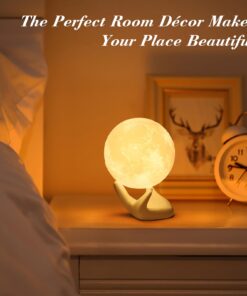 Mydethun Moon Lamp - Home Décor, Mood Lighting with Brightness Control, LED Night Light, Bedroom, Sleep Training Meditation,Birthday Gifts for Kids Women, Ceramic Hand Base, 3.5", White & Yellow 3.5 inch 23 61KRGXjGpiL 1