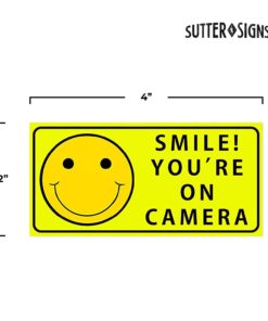 Sutter Signs Smile You're On Camera Security Stickers Indoor & Outdoor 4-inch by 2-inch (Pack of 6) Pack of 6 9 61KRLBu4fjL