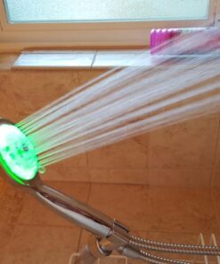 Luminex by PowerSpa 7-Color 4-Setting LED Handheld Shower Head with Air Jet LED Turbo Pressure-Boost Nozzle Technology. 7 vibrant LED colors change automatically every few seconds 35 61KRy InC4L