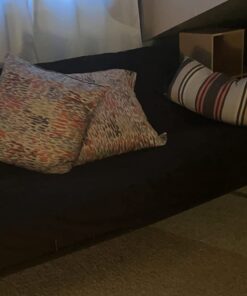 Royal Heritage Home 100% Cotton Full Size Futon Cover - Black - Washable Zippered Sofa Furniture Bed Mattress Covers - Armless Couch Zipper Slipcover Protector/Encasement 23 61KSqWG10kL