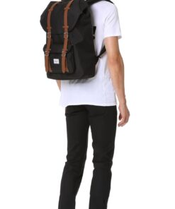 Alternative view of Herschel Little America Laptop Backpack, Black/Tan Synthetic Leather, Classic 25.0L