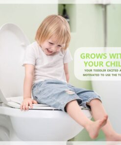 WSSROGY Elongated Toilet Seat with Built in Potty Training Seat, Magnetic Kids Seat and Cover, Slow Close, Fits both Adult and Child, Plastic, White 22 61Kh7C8PbvL