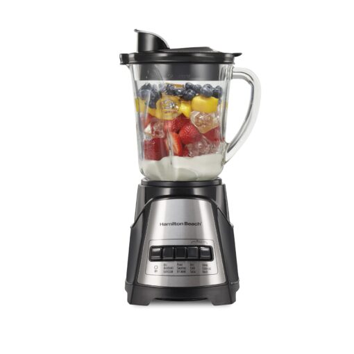 Hamilton Beach Power Elite Wave Action blender-for Shakes & Smoothies, Puree, Crush Ice, 40 Oz Glass Jar, 12 Functions, Stainless Steel Ice Sabre-Blades, Black (58148A) Blender with 40 Oz Glass Jar