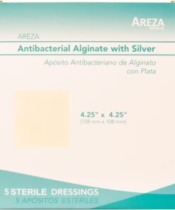 Silver Alginate (Antibacterial Alginate with Silver) 4.25"x4.25" Sterile; 5 Wound Dressings Per Box (1) (4.25" X 4.25") (1) Areza Medical 1 9 61KnpOhqQ6L