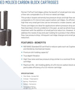Pentair Pentek FloPlus-10 Carbon Water Filter, 10-Inch, Under Sink Modified Molded Carbon Block Replacement Cartridge, 10" x 2.5", 0.5 Micron 10" x 2.5" Pack of 1 5 61Kq01Oqr6L