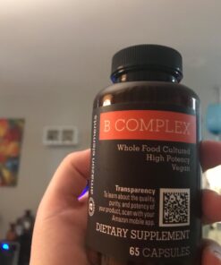 Amazon Elements B Complex, High Potency, 83% Whole Food Cultured, Supports Immune and Normal Energy Metabolism, Vegan, 65 Capsules, 2 month supply (Packaging may vary) 65 Count (Pack of 1) 20 61KqdkE2 eL
