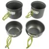 G4Free 2/4/13 PCS Camping Cookware Mess Kit Hiking Backpacking Picnic Cooking Bowl Non Stick Pot Knife Spoon Set Green 4 Pcs