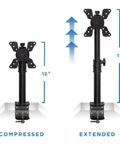 Alternative view of Mount-It! Single VESA Monitor Mount | Vertical Monitor Desk Stand | Telescoping Pole Height Adjustable | Fits 19 20 21 22 23 24 27 29 30 Inch Computer PC Screens | C-Clamp Base