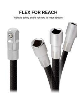 NEIKO 00239A Flexible Extension-Bar Set, 1/4-Inch and 3/8-Inch Drives, Flexible Socket Extension Bars, 2-Piece Set 2 Piece, (6" & 8") 1/4" & 3/8" DR 6 61KvwzNj4L
