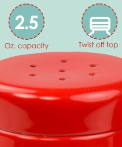 Retro-Styled Stainless Steel Salt and Pepper Shakers (Red), By Home Basics | 2 Piece Shakers for Salt, Pepper, Cumin, Cinnamon, Paprika, and More | With See-Through Glass Bases Red 1 of Each 21 61KwGWjOCGL