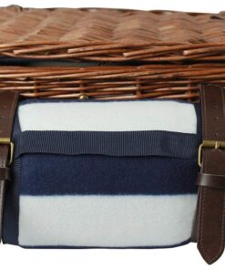 HappyPicnic Extra Large Willow Picnic Basket with Service Set for 4 Persons, Natural Wicker Picnic Hamper with Free Food Cooler, Fleece Blanket and Tableware - Best Gift Modern 17 61KxIS3mLWL