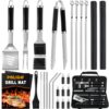 POLIGO 26 PCS Grill Set Backyard BBQ Grill Accessories Stainless Steel Grill Utensils Set with Bag for Christmas Dads Birthday - Camping BBQ Tools Grilling Tools Set Ideal Grilling Gifts for Men Women Black - 26PCS BBQ Set 14 61KyqSbHWDL