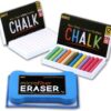 Huntz Dustless Chalk With Microfiber Eraser (Washable & Reusable) (12 White Chalks + 12 Colored Chalks + Eraser) 12 White Chalks + 12 Colored Chalks + Eraser 15 61L0JReSZHL