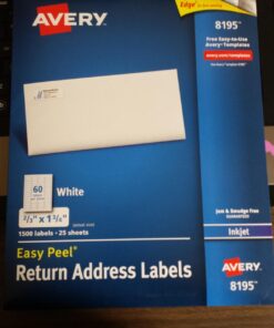 Avery Return Address Labels with Sure Feed for Inkjet Printers, 2/3" x 1-3/4", 1,500 Labels, Permanent Adhesive (8195), White 19 61L0yRZso8L