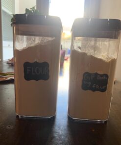 Shazo Airtight Food Storage Container (Set of 6) - BONUS Measuring Cup - Labels & Marker - Durable Plastic - BPA Free - Clear with Improved Lids (Black) - Air Tight Snacks Pantry & Kitchen Canisters Black 33 61L29X29jzL