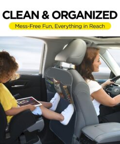 lebogner Back Seat Cover For Kids + 3 Pocket Storage Organizer, 2 Pack X-Large Multifunctional Kick Mats Backseat Protector, Car Seat Back Protectors For Vehicles To Protect From Dirt & Scuffs, Grey Kick Mats + 3 Organizers Pockets 10 61L5dQ4ALdL 1