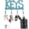 Comfify Key Holder for Wall - Cast Iron Decorative Farmhouse Rustic Wall Mount Key Organizer - 4 Key Hooks - Vintage Key Rack for Entryway with Screws and Anchors – 6x8” - Rustic Blue 59 61L91d3oAL