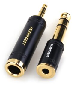 MOBOREST 3.5mm M to 6.35mm F Stereo Pure Copper Adapter, 1/8 Inch Plug Male to 1/4 Inch Jack Female Adapter, Can be Used Conversion Headphone adapte, amp adapte, Black Fashion 2-Pack 16 61LAAdFuFhL