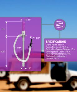 TERA PUMP Automatic Shut-off Fuel Transfer Battery (2 D Batteries) Operated Pump with Auto-Stop Sensor, No Spills, 2ft Hose, Portable & Powerful Flow Rate at 2.4 GPM For Gas, Diesel, Kerosene Purple 15 61LAoX829yL