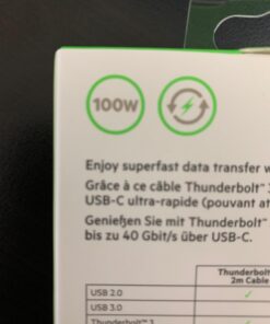 Belkin USB C Cable - Thunderbolt 3, 6.5 Feet/2 Meters, USB C to USB C Cable Type, Fast Charging Up To 100 Watts, Fast Transfer up to 40 Gbps, Supports 5K Ultra HD Displays - Black 6.5 FT 22 61LDxCDt2SL