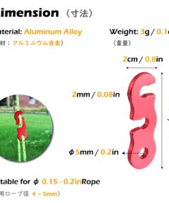 Alternative view of TRIWONDER Guyline Cord Adjuster Rope Tensioner Tent Guy Line Paracord Tightener Loop Alien Aluminum Alloy for Camping Hiking (Red - 12 Pack) Three Holes - Red (12 Pack)
