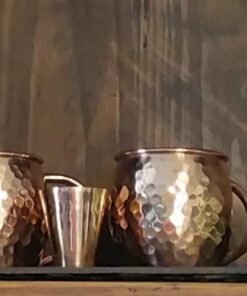 Set of 2 Moscow Mule Copper Mugs with Shot Glass - 2 16oz Copper Moscow Mule Mugs - Solid Copper Hammered Mug - Copper Cups for Moscow Mules 35 61LI2A OHHL