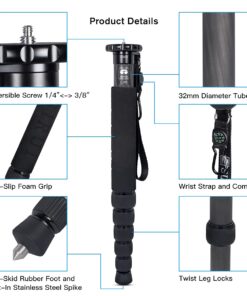 Alternative view of SIRUI P-326 6 Section Carbon Fiber Monopod