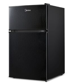 Midea WHD-113FB1 Double Door Mini Fridge with Freezer for Bedroom Office or Dorm with Adjustable Remove Glass Shelves Compact Refrigerator, 3.1 cu ft, Black 41 61LO8VgqiL