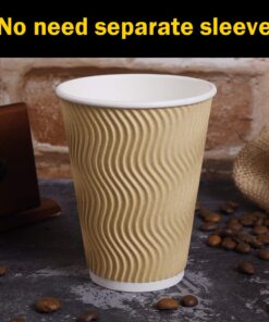 SPRINGPACK Disposable Paper Coffee Cups with Lids, 100 pack 12 oz Ripple Wall Insulated To Go Coffee Cups for Hot/Cold Beverage, Recyclable Takeaway Drinking Cups for Home Office Cafe Party 31 61LOf3f4f1L