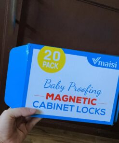 20 Pack Magnetic Cabinet Locks Baby Proofing - Vmaisi Children Proof Cupboard Drawers Latches - Adhesive Easy Installation Standard 20.0 27 61LQCC xgBL